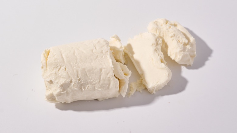 sliced goat cheese on a table