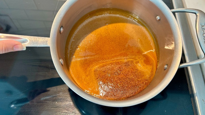 Caramel in a pan