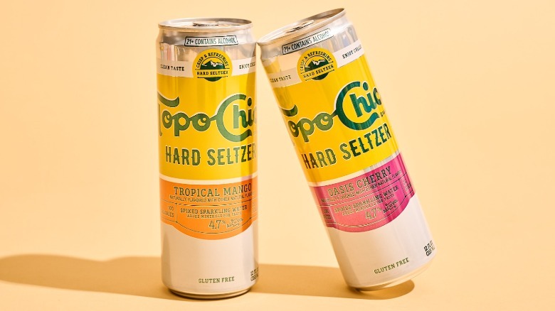 Topo Chico hard seltzers on a table
