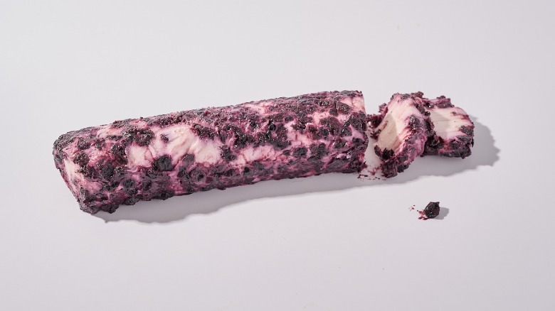 sliced blueberry goat cheese on a table