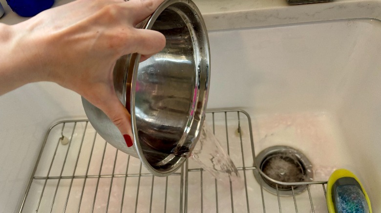 pink liquid poured out