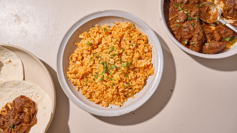 bowl of rice on a table