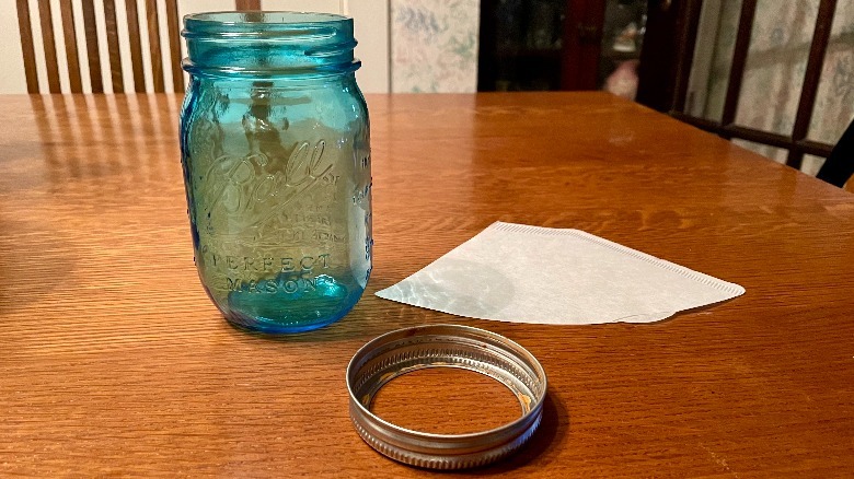 Mason jar with ring and filter