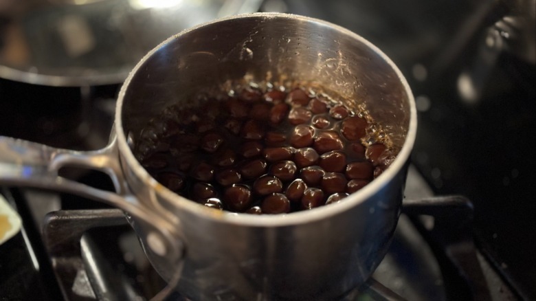 boba pearls boiling in syrup