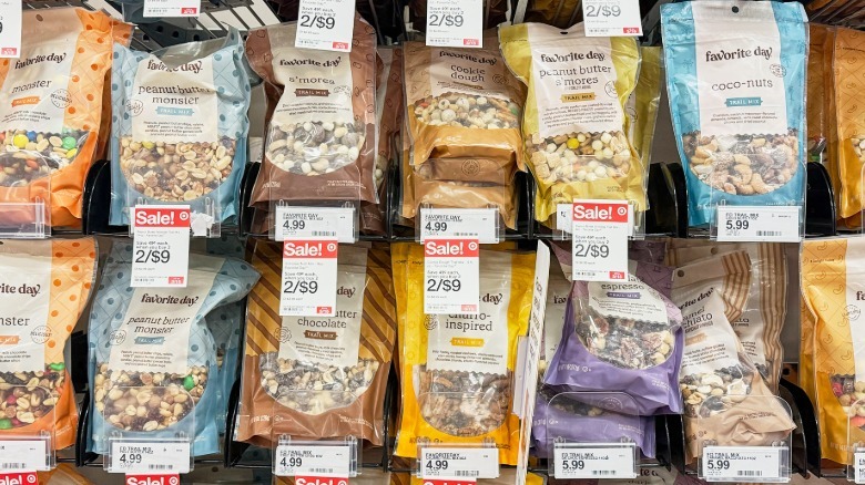 Bags of nuts in the store