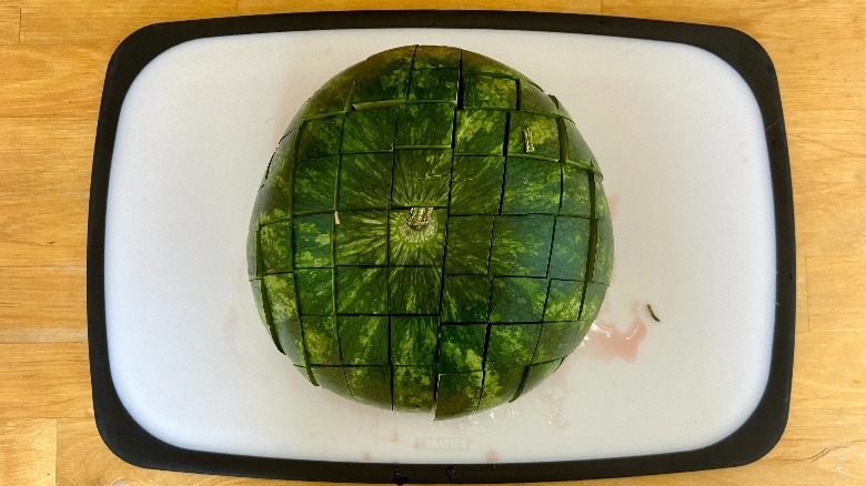 Watermelon cut like grid